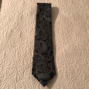 Black and Silver Paisley Neck Tie